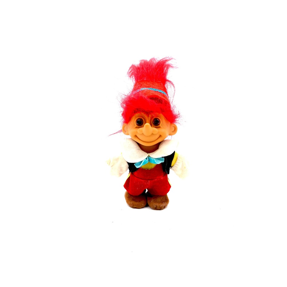 Vintage Russ Berrie Pinocchio Troll Doll 1990s Red Hair Fairy Tale Collectible - Picture 4 of 11